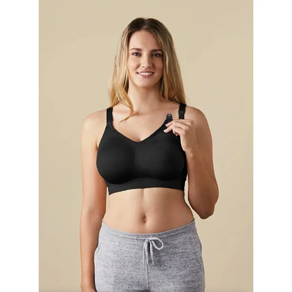 Bravado Womens Body Silk Seamless Nursing Bra Sz XL Black Wireless Seamless